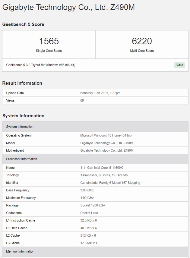 Intel Core i5-11600K przetestowany w GeekBench 5. Jak sobie radzi na tle Core i5-10600K oraz AMD Ryzen 5 5600X? [2]