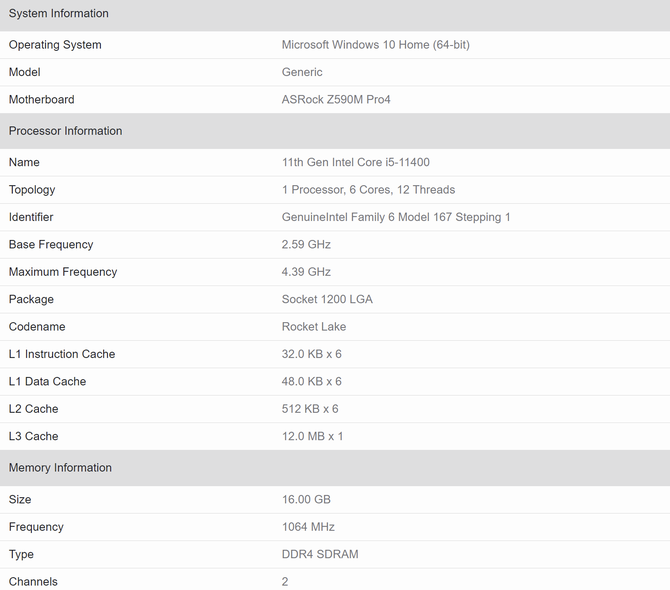 Intel Core i5-11400 jest 34% szybszy od i5-10400 w teście jednego rdzenia w Geekbench. Rocket Lake ponownie pokazuje pazur [4]