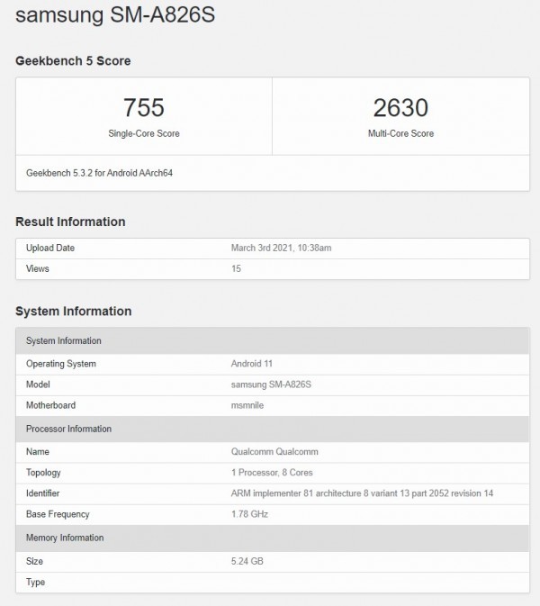 Samsung Galaxy A82 5G – Wydajność w Geekbench. Następca A80 ma ex-flagowy układ Qualcomm Snapdragon 855+ [2]