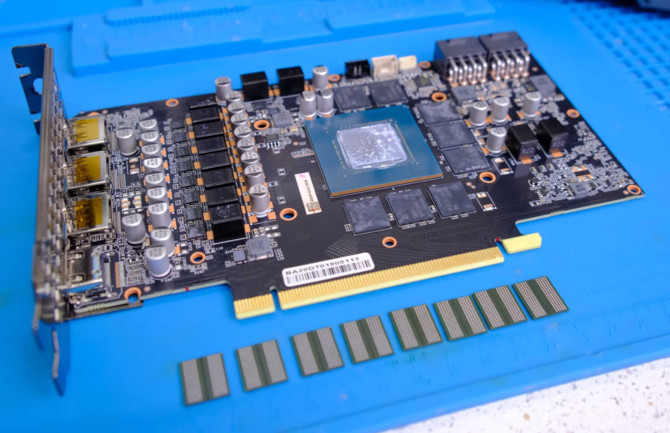 Przerobiony NVIDIA GeForce RTX 3070 mający 16 GB pamięci GDDR6 zadziałał całkowicie poprawnie. Udany eksperyment YouTubera [2]