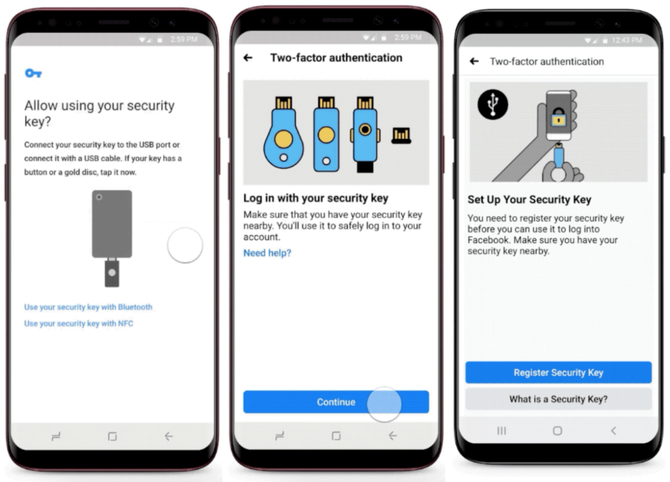 Facebook wprowadza obsługę fizycznych kluczy bezpieczeństwa dla urządzeń mobilnych z Androidem i iOS [2]