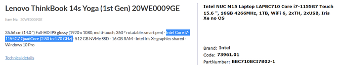 Intel Core i5-11320H, Core i7-11390H, Core i7-1155G7 oraz Core i7-1195G7 - odświeżone procesory Intel Tiger Lake-U i H35 Refresh [3]