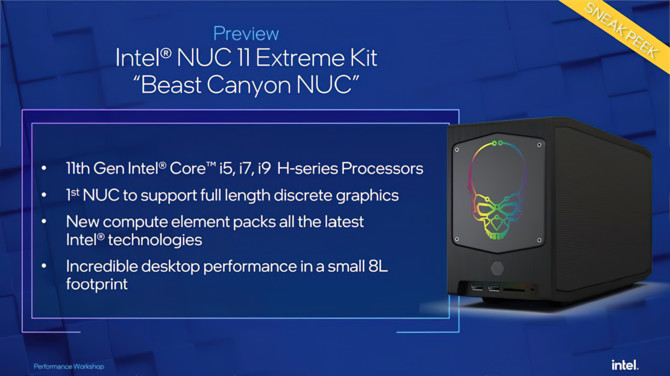 Intel NUC 11 Extreme - Beast Canyon - otrzyma procesory Intel Tiger Lake-B, włącznie z flagowym Core i9-11900KB [1]