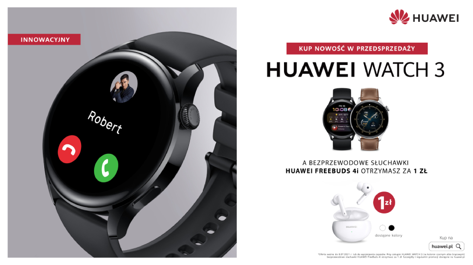 Smartwatch Huawei Watch 3 s uchawki FreeBuds 4 i od wie one