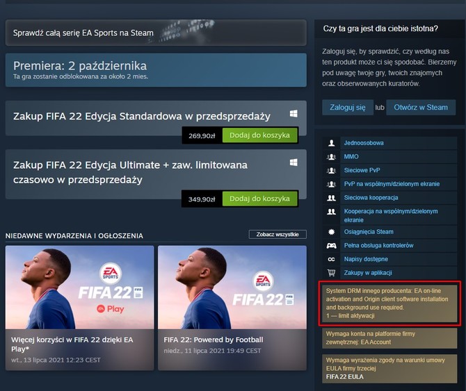 FIFA 22 w wersji PC ponownie będzie kastratem - next-genowa odsłona trafi tylko na PS5, Xbox Series X/S i Google Stadia [3]
