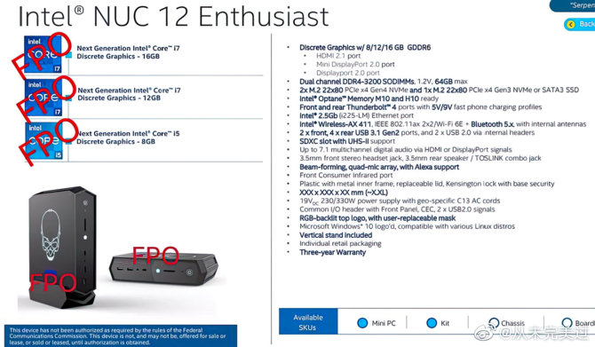 Intel NUC 12 Enthusiast - zestaw komputerowy zostanie wyposażony w procesory Alder Lake oraz karty graficzne DG2 [2]