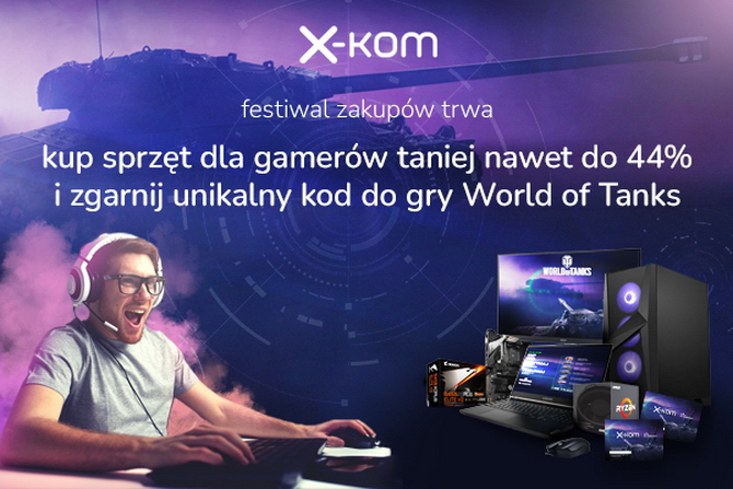 Promocja dla graczy w x-kom. Niższe ceny na procesory, płyty główne, monitory, myszki i laptopy. Bonus do World of Tanks [nc1]