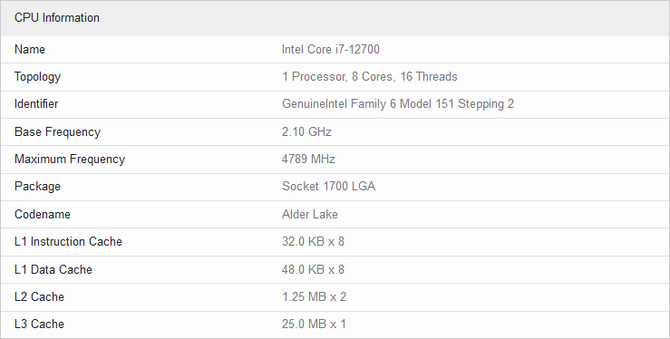 Intel Core i7-12700 - Zablokowany model Intel Alder Lake-S zaoferuje wydajność zbliżoną do konkurencyjnego AMD Ryzen 7 5800X [3]