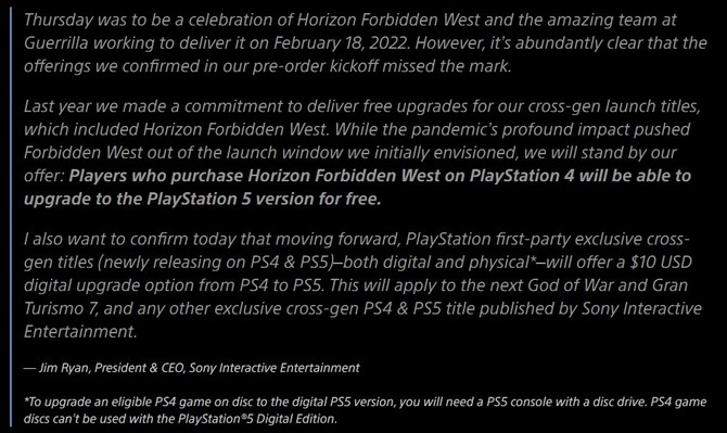 Horizon Forbidden West - Sony ugina się pod naporem negatywnych komentarzy graczy, wersja PS4 dostanie upgrade do PS5 [2]