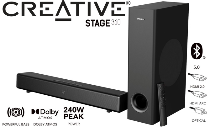 Creative Stage 360 – soundbar z Dolby Atmos. Kilka rodzajów łączności i funkcja podwójnego rozmieszczania dźwięku [3]