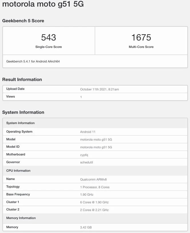 Motorola Moto G51 5G - następca ciągle świeżego modelu G50 przyłapany w Geekbench. Smartfon otrzyma mocniejszy procesor [2]