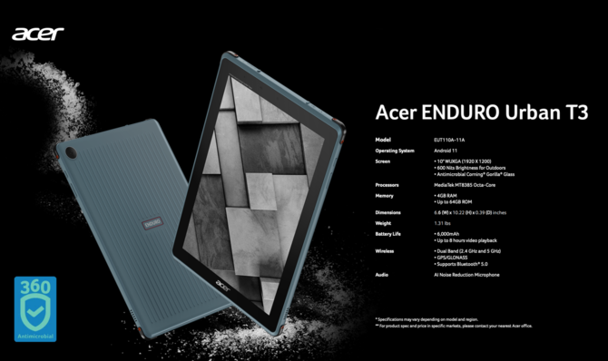 Acer Enduro Urban T3 – wzmacniany, 10-calowy tablet z ekranem o jasności 600 nitów. Tablet dla zadań poza domem [3]