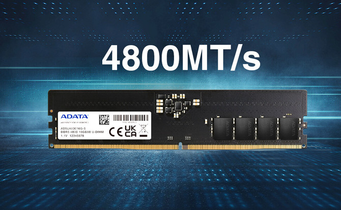 ADATA chwali się modułami RAM DDR5 o taktowaniu 4800 MHz i z pojemnością do 64 GB pozbawionymi fabrycznych radiatorów [1]