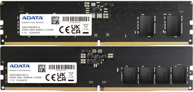 ADATA chwali się modułami RAM DDR5 o taktowaniu 4800 MHz i z pojemnością do 64 GB pozbawionymi fabrycznych radiatorów [2]