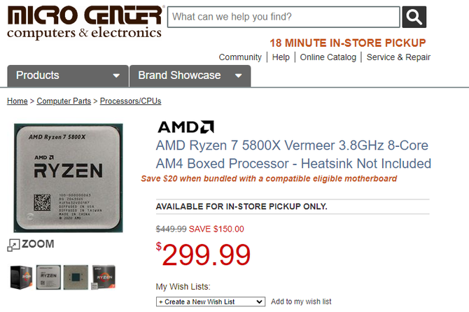 AMD Ryzen 7 5800X doczekał się solidnej promocji w sklepie MicroCenter. Czy to zapowiedź obniżek cen wszystkich Ryzenów? [1]