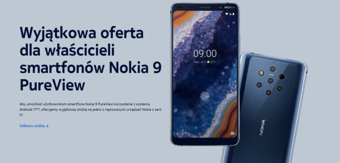 Nokia 9 PureView nie otrzyma aktualizacji do Androida 11. W zamian producent oferuje zniżkę na swoje ostatnie smartfony [2]