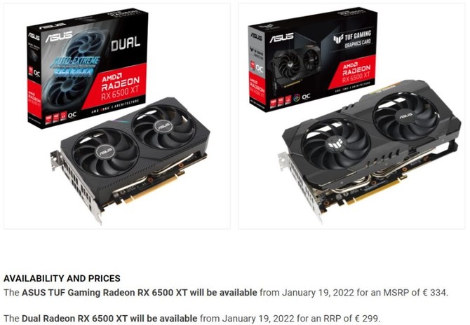 ASUS Radeon RX 6500 XT - niereferencyjne karty graficzne będą oferowane w Niemczech w wysokiej cenie MSRP [2]