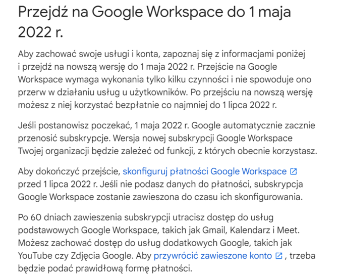 Google przekonwertuje konta G Suite na Google Workspace. Przedsiębiorcy nie są pocieszeni - nadciąga kolejna opłata [2]