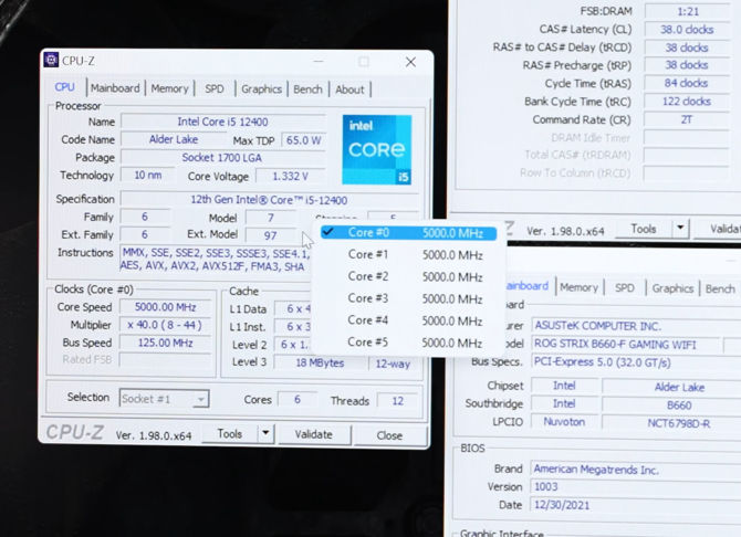 Intel Core i5-12400 podkręcony na płycie głównej ASUS ROG Strix B660-I Gaming oraz ASUS ROG Strix B660-F Gaming [2]