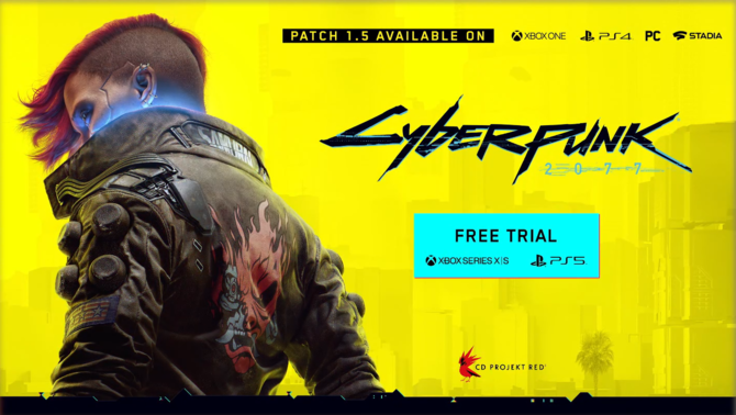 Cyberpunk 2077 z darmową aktualizacją pod wersje dla konsol PlayStation 5 oraz Xbox Series. Gra otrzymała wersję demo [4]