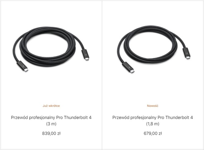 Potrzebujesz przewodu premium ze złączem Thunderbolt 4? Apple ma dla Ciebie specjalną ofertę takiego kabla... [2]