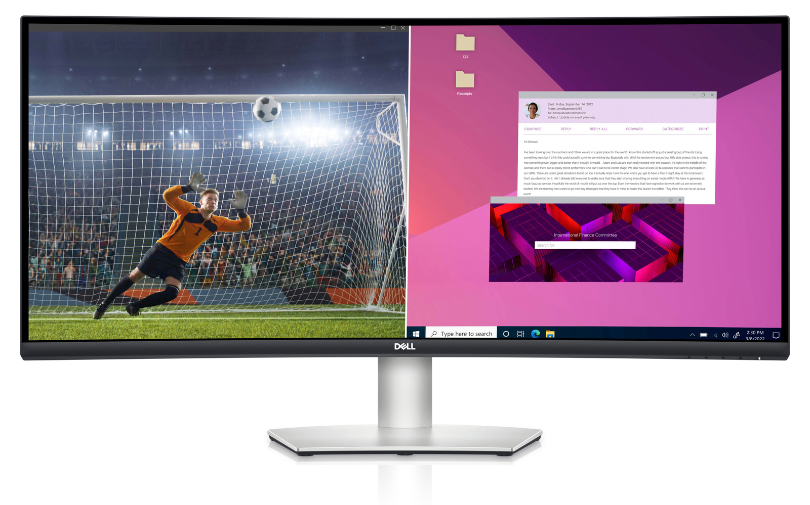 DELL S3423DWC zakrzywiony monitor o proporcjach 219 z przełącznikiem