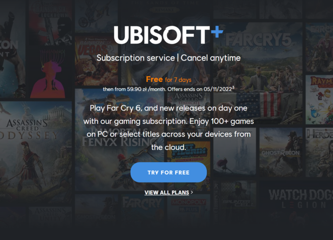 Ubisoft zachęca do wypróbowania abonamentu Ubisoft+. 100 tytułów do ogrania za darmo przez tydzień [2]
