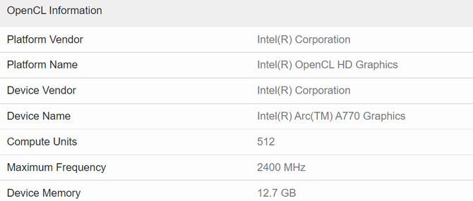 Intel ARC A770 - desktopowa karta graficzna Alchemist z układem ACM-G10 pojawiła się w popularnym benchmarku [2]