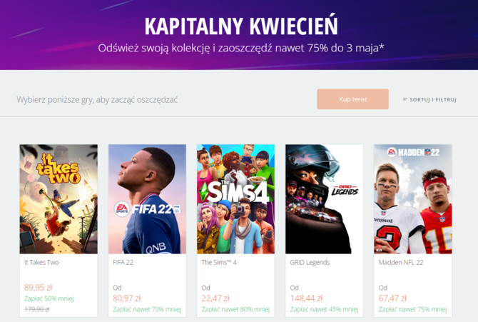 Gry od Electronic Arts taniej nawet o 75%. Na platformie Origin wystartowała kwietniowa promocja na gry PC [2]