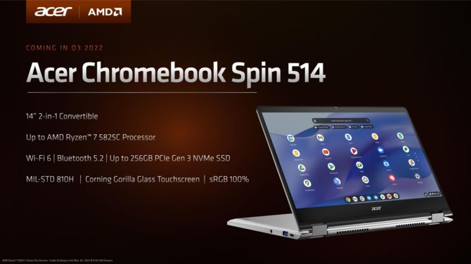 AMD Ryzen 5000C - nowe procesory z myślą o Chromebookach. Zasilą m.in. HP Elite C645 G2 oraz Acer Chromebook Spin 514 [6]