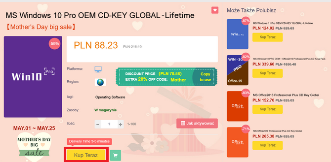 Majowa wyprzedaż: dożywotnie licencje na system Microsoft Windows 10 za jedyne 70 zł, a Office tylko za 120 zł [nc1]