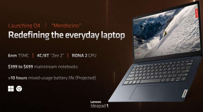 AMD Mendocino APU - prezentacja procesorów dla tanich laptopów z rdzeniami Zen 2, układem RDNA 2 i w 6 nm litografii TSMC [1]