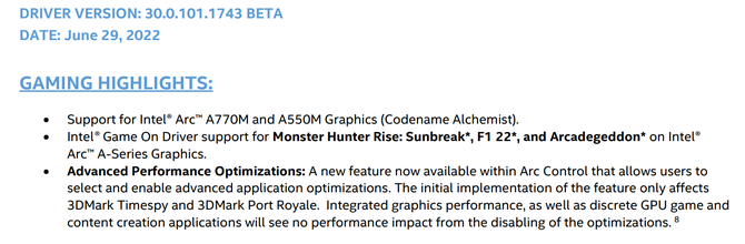 Intel wydaje w końcu oficjalne sterowniki dla mobilnych układów graficznych ARC A550M oraz ARC A730M [2]