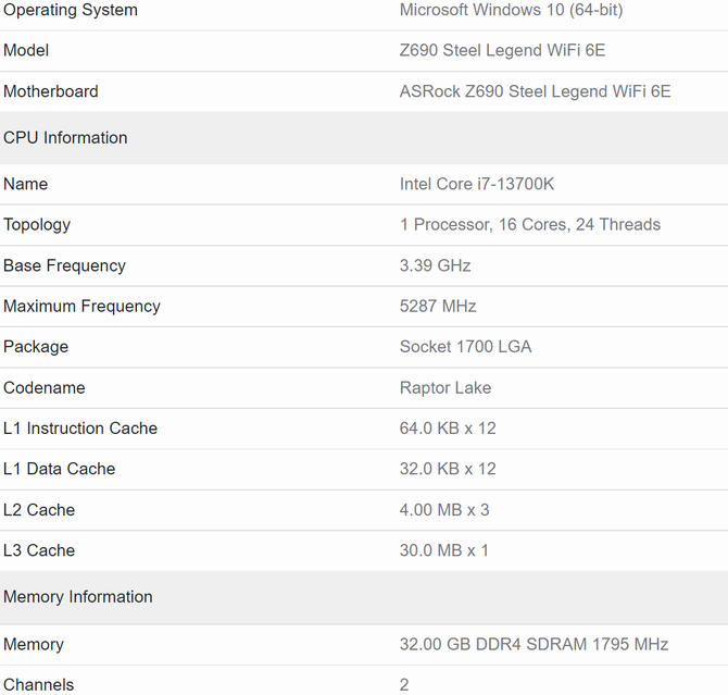 El procesador Intel Core i7-13700K supera significativamente a su predecesor en Geekbench.  En la prueba Multi-Core, incluso superó al Ryzen 9 5950X [3]