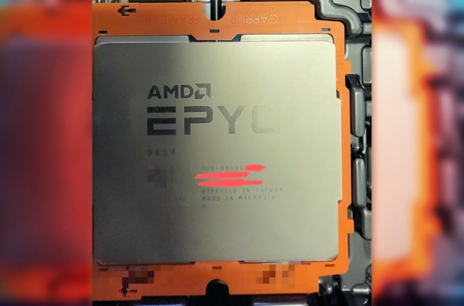 AMD EPYC 9654 z 96 rdzeniami na pierwszym zdjęciu. Procesory prawdopodobnie trafiają już do pierwszych klientów [2]