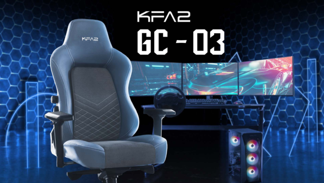 KFA2 GC-03 - doposażony fotel dla graczy z podłokietnikami 4D, regulacją głębokości podparcia i funkcją bujania [1]