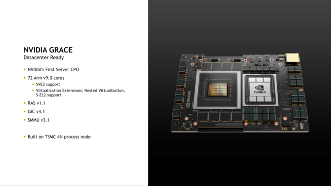 NVIDIA Grace z kolejnymi szczegółami - układ zaoferuje 72 rdzenie ARM v9, obsługę do 512 GB LPDDR5X oraz TDP do 500 W [3]