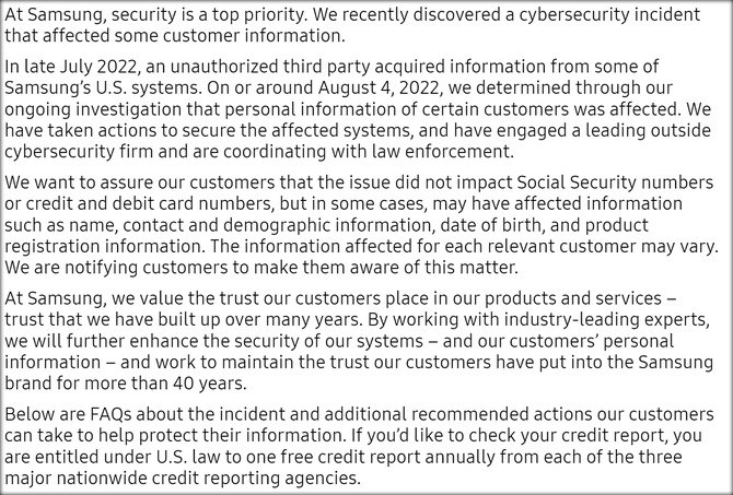 Samsung potwierdził, iż doszło do kradzieży danych osobowych klientów. Dotyczy to klientów z USA [2]