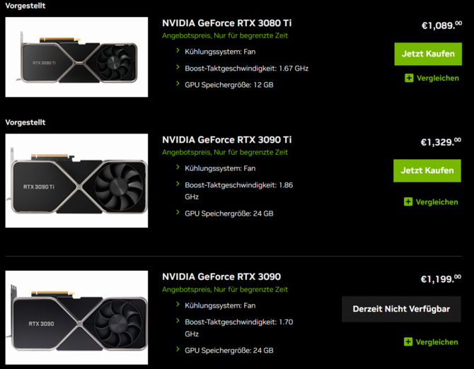 NVIDIA obniża w Europie ceny kart graficznych GeForce RTX 3090 Ti, GeForce RTX 3090 i GeForce RTX 3080 Ti w wersji Founders Edition [2]