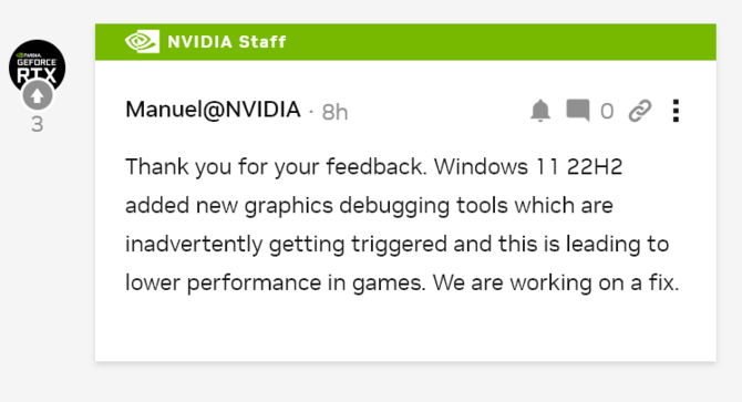 Windows 11 po aktualizacji do wersji 22H2 może uprzykrzyć życie graczom z kartami graficznymi GeForce [3]