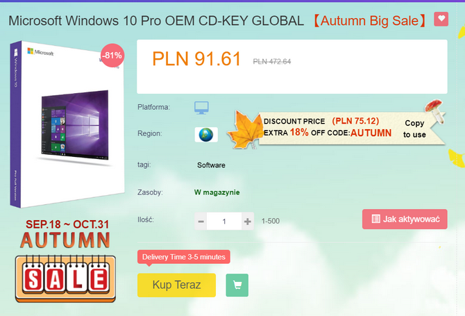Dożywotnie licencje na Microsoft Windows i Microsoft Office w niskich cenach. Jesienne obniżki sięgają 91% [nc1]