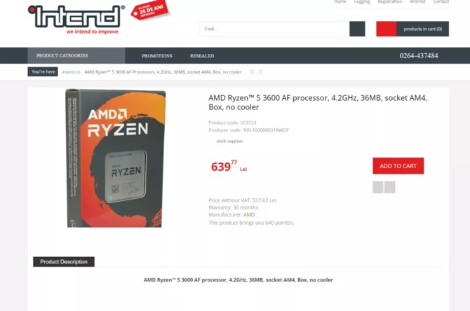 Procesor AMD Ryzen 5 3600 AF trafił do oferty rumuńskiego sklepu. Szykuje się sensacyjne odświeżenie? [2]