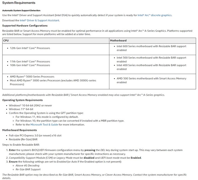 Intel opublikował zaktualizowane wymagania dla optymalnego działania kart graficznych ARC z rodziny Alchemist [2]