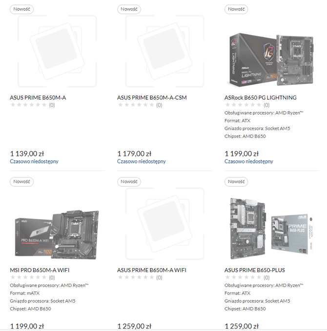 Płyty główne z chipsetem AMD B650 trafiają do sprzedaży w zawrotnych cenach. Najtańsze modele dostępne od 1099 zł [2]