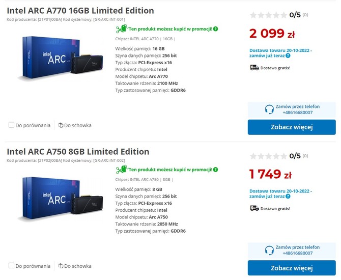 Intel ARC A770 oraz ARC A750 - poznaliśmy polskie ceny kart graficznych w wersjach Limited Edition [2]