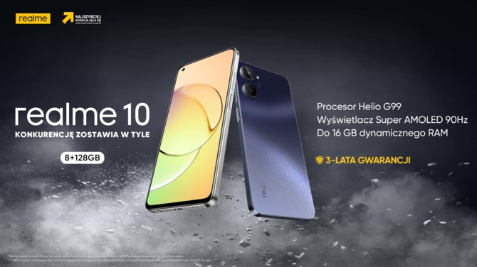 realme 10 - premiera smartfona z układem Helio G99 i ekranem Super AMOLED. Na start telefon dostępny jest w niższej cenie [1]