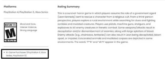 Resident Evil 4 Remake budzi obawy graczy. Wszystko przez oznaczenie ESRB, które sugeruje zakupy w grze [2]
