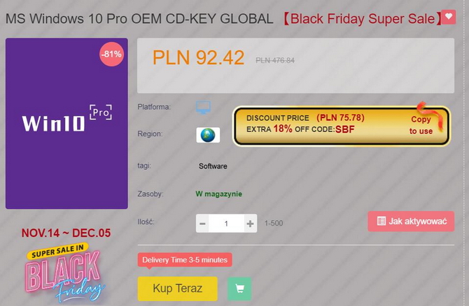 Wielka wyprzedaż na Black Friday: dożywotnie licencje Microsoft Windows i Microsoft Office w bardzo niskich cenach [nc1]