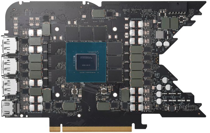 NVIDIA AD104 - rdzeń dla karty graficznej GeForce RTX 4070 Ti uchwycony na pierwszym zdjęciu. Jest znacznie mniejszy od GA104 [1]