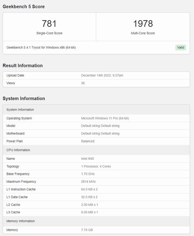 Intel Alder Lake-N - nowa seria energooszczędnych procesorów z rdzeniami typu Efficient. Intel N95 w bazie GeekBench [2]